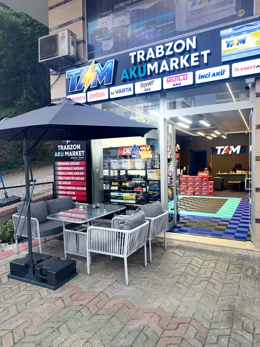 Trabzon Akü Market dükkânının Yavuz Selim Bulvarı'ndaki cephesi